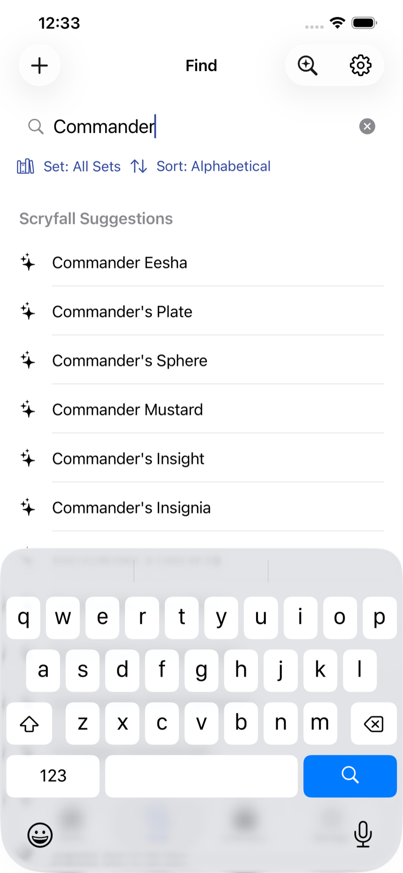 Card search with instant Scryfall suggestions